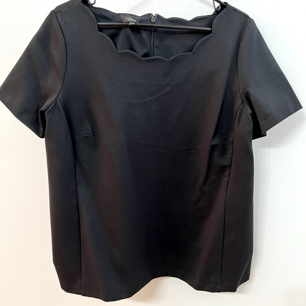 Talbots Black Scalloped Neck Dress Top - Size 1XP